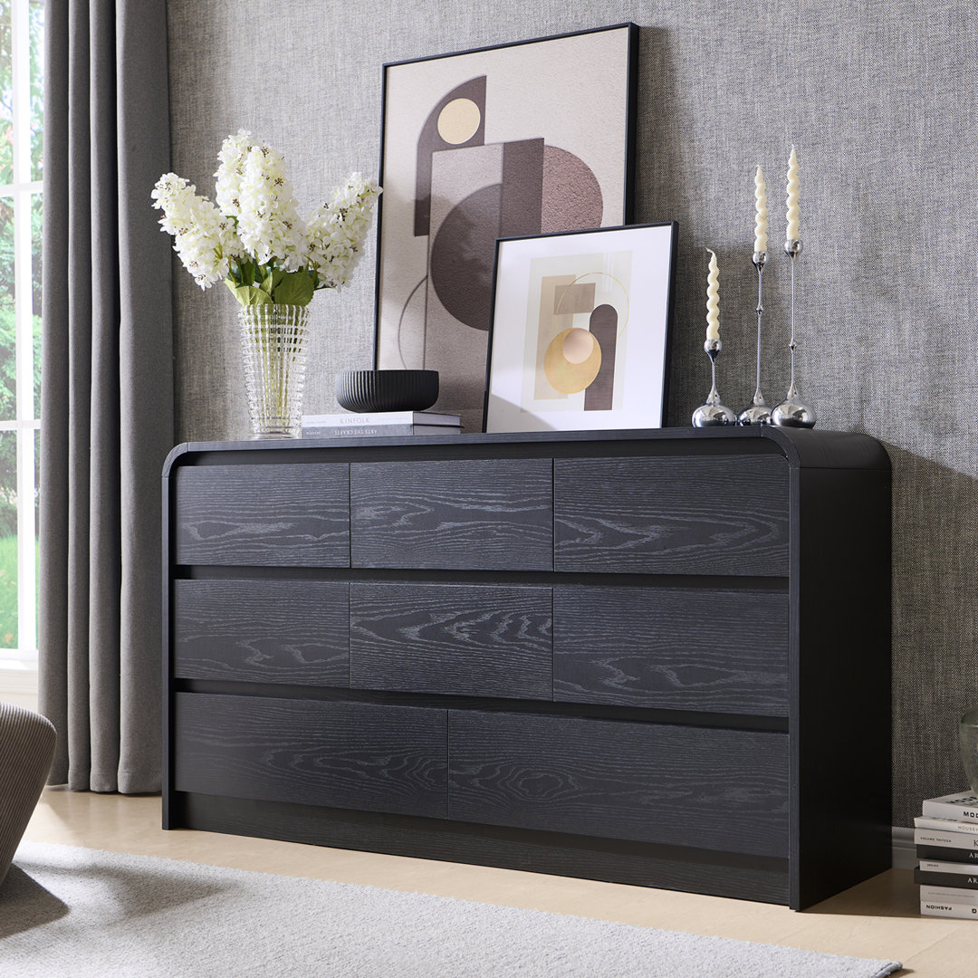 Maud Modern 8 Drawers Dresser for Bedroom, 55" Wide Dressers & Chest of Drawers w/Curved Profile Design